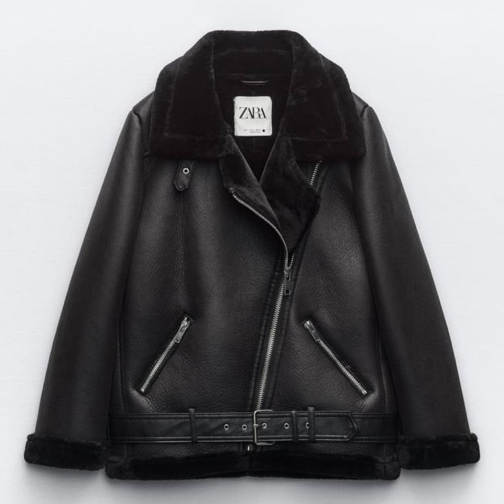 Zara Women's Faux Leather/Fur Biker Jacket - Size XS - NWOT